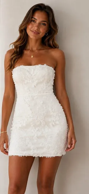 Altar'd State White Floral Embroidered Strapless Mini Dress Size M Romantic thumbnail 1