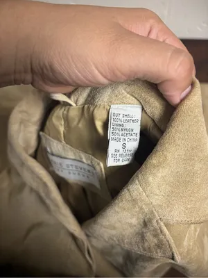Valerie Stevens Silky Suede 100% Leather Jacket Small Tan Minimalist Blazer Coat thumbnail 4