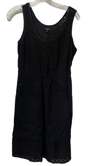 Womens Madewell black‎ Eyelet Dress Zipper Lined 100% Cotton Sleeveless small thumbnail 1