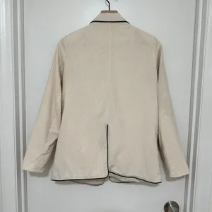 Tahari | Women's Linen Blend Cream Black Trim Business‎ Blazer Jacket, Size M thumbnail 2
