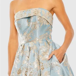 MAC DUGGAL 20726 Blue Strapless Brocade Midi Dress with Pockets 10 thumbnail 6