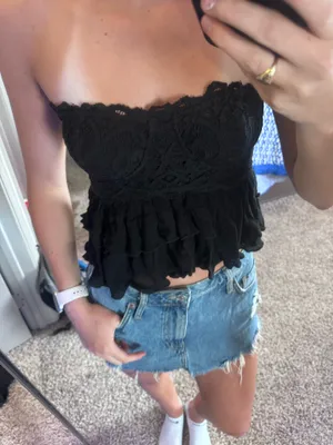Black free people lace festival top thumbnail 1