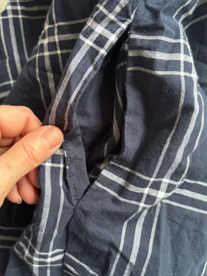 Abercrombie & Fitch Navy and White Plaid off the shoulder dress XS thumbnail 5