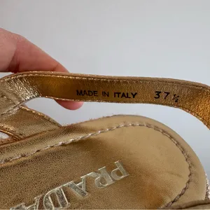 Prada Strappy Gold Leather Platform Espadrilles‎ Size 37.5 thumbnail 8