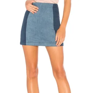 Free People Womens Size 8 Blue Two Toned Modern Femme Color Block Mini‎ Skirt thumbnail 8