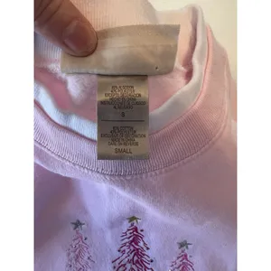 M&C Sportswear‎ Pink Christmas Tree Embroidered Sweatshirt Mock Neck Small thumbnail 4