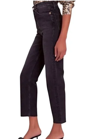 Re/Done Womens High-Rise Straight Leg Black Denim Jeans Size 29 thumbnail 6
