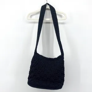 The Sak Black Crochet Hobo Bag Shoulder Bag Handbag‎ Casual Purse 10x9 thumbnail 3