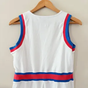 Boston Proper Sport Dress Medium White Red Blue Striped French Terry Flounce Hem thumbnail 6