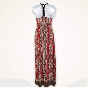 Takara Long Maxi cottagecore Dress w/ beautiful braided straps y2k geometric thumbnail 2