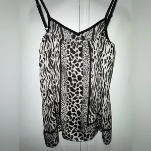 Y2K 2000s Express Sz S Flowy Silky Tank Top Animal Zebra Leopard Spaghetti Strap thumbnail 6