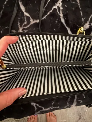 Betsey Johnson Black, White & Pink Striped Crossbody Wallet thumbnail 4