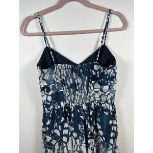 Betsey Johnson Size 6 Maxi Dress Womens Tie Dye‎ Deep V Blue White Sweetheart thumbnail 4