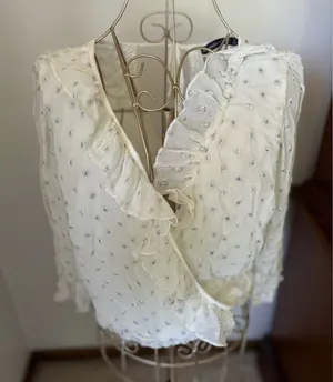 Abercrombie & Fitch Metallic Dot Ruffle Wrap Top Size S thumbnail 1
