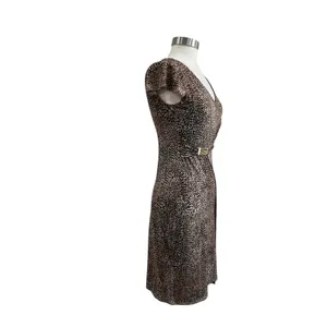 White House | Black Market Cheetah Print Faux‎ Wrap Dress Chain Detail Animal Print XS NWT Chic thumbnail 4