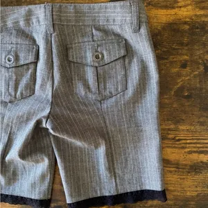Guess Pinstripe Lace Trim Low Rise Shorts Gray Tailored Y2K Preppy Chic thumbnail 8