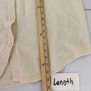 Aerie Button Front Cardigan Womens Small Mock Neck Pocket Knit Cream Oversized thumbnail 8