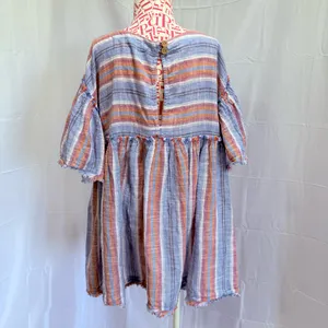 Free People‎ Summer Nights Blue Lagoon Striped Tunic Top Minidress S thumbnail 5