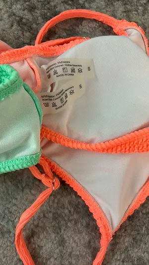 SheIn Teal and Coral bikini tops thumbnail 3