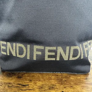 Fendi Roma Shopper Tote Bag Medium Black Nylon Logo Handles Italy Designer thumbnail 6