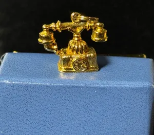 Vintage Avon French Telephone Charm 14K Gold Electroplate Original Box NOS thumbnail 1