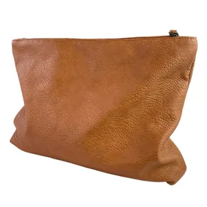 Free People Women's Brown Vegan Faux Leather Zip Closure Clutch Pouch Hand Bag thumbnail 3