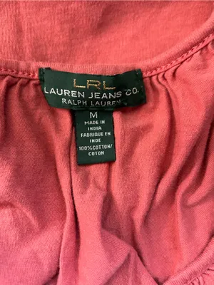 Ralph Lauren Jeans Co Vintage Pastel Coral Crochet-Trim Short Sleeve Top MD thumbnail 9