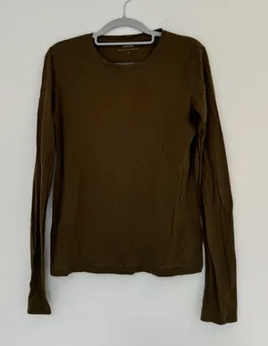 Vince Long Sleeve Crewneck Top - Olive Green thumbnail 1