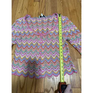 Derek Lam 10 Crosby Arya Scalloped Crochet Pink Cardigan Size Large thumbnail 6