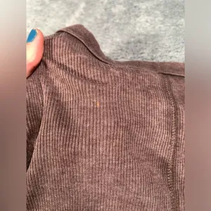 Aerie Brown Long Sleeve ribbed Henley Top medium thumbnail 14