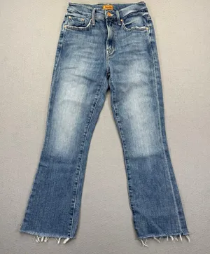 MOTHER The Hustler Ankle Fray Jeans Blue High Rise Bootcut Flare Size 23 thumbnail 1