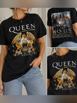 Queen + Adam Lambert 2017 Tour Band Tee Size Medium Black thumbnail 2
