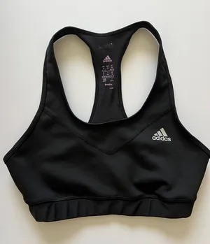 adidas Black Racerback Performance Sports Bra with Logo thumbnail 1