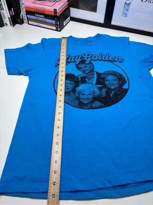 Stay Golden Short Sleeve Adult Tee Bright Royal Blue Black Graphic NWOT Size M thumbnail 6