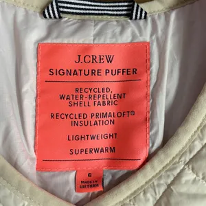 J.Crew Signature Puffer Lady Jacket Dusty Ivory Quilted PrimaLoft Sz 6 🧡🎀 thumbnail 14
