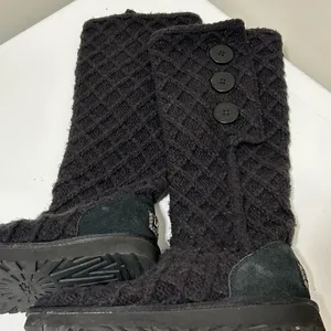 Ugg Lattice Cardy Knit Boots Black Size 7 thumbnail 4