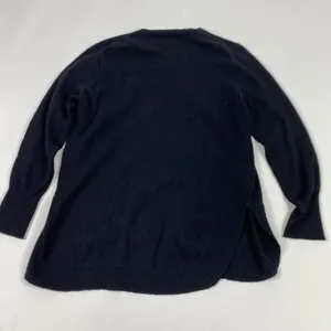 J Crew Sweater Womens Medium Black High Low Hem Side Slit Pullover Knit thumbnail 6