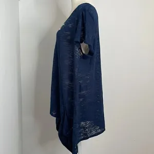 French Laundry semi sheer shirt sleeve shirt. Bling embellishments. Size L. thumbnail 3