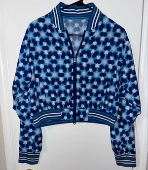 Free People Movement Blue Top Seed Printed Tennis Jacket Size small thumbnail 1