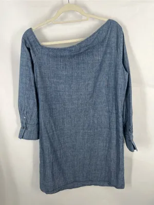 Theory Ulrika B Chambray Denim One Shoulder Dress Blue Size 10 thumbnail 6