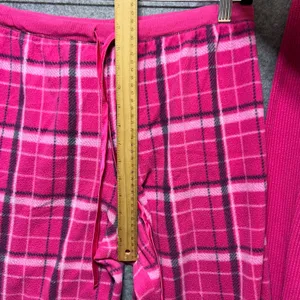 ZENista Pink Plaid Fleece Pajama Set Waffle Henley Top & Pants‎ L Long Sleeve thumbnail 5