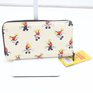 Disney Wallet Womens OS Zip Around Cream Mickey Mouse Print New thumbnail 2