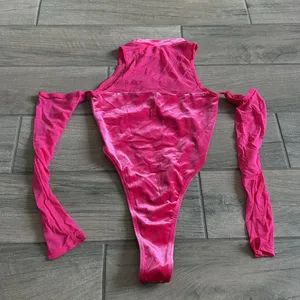 Pink mesh and velvet bodysuit thumbnail 3