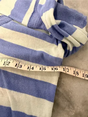 NWOT Free People We The Free Size XS Blue Cream Striped Thermal Knit V Neck Top thumbnail 9