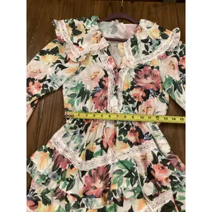 FOR LOVE AND LEMONS Bailey Floral Asymmetrical long sleeve ruffle mini Dress S thumbnail 6