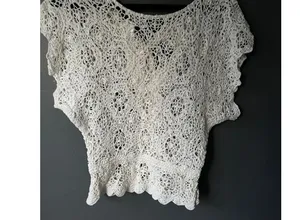 American Eagle Chic Crochet Lace Top with Ribbon Tie thumbnail 1