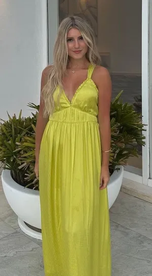 Zara maxi long bohemian lime lemon yellow summer wedding vacation casual thumbnail 1