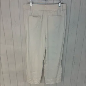 Loft Linen Julie Trouser Pants Womens Size Medium Ivory Straight Leg Cap… thumbnail 10
