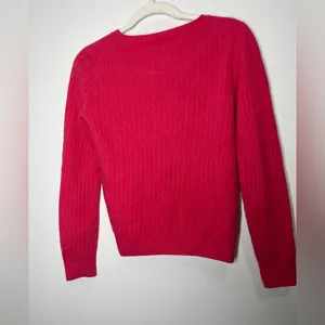 J. Crew Hot Pink Cable Knit Wool Nylon Cashmere Blend Sweater Size Medium thumbnail 4