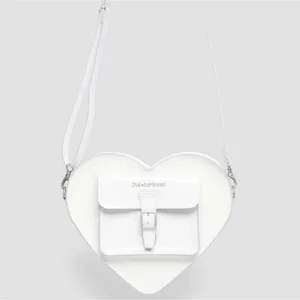 NWT Dr. Martens White Leather Heart Shaped Bag featuring the iconic heart thumbnail 3
